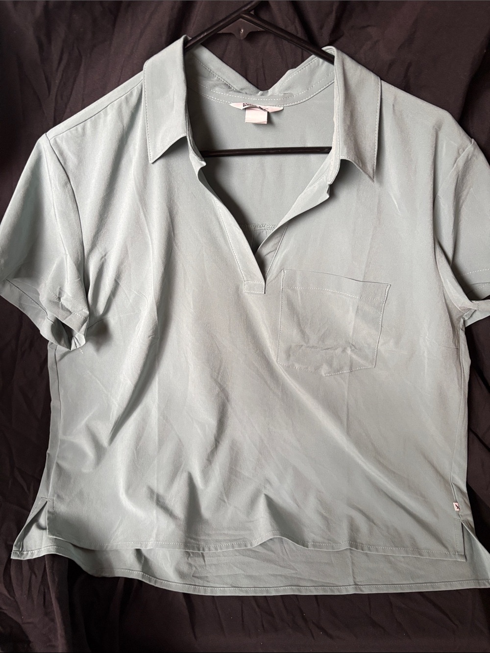 Eddie Bauer Sage Green Polo-Style Short Sleeve Blouse